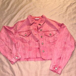Pink Jean Crop Jacket